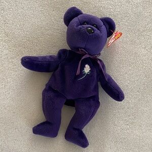 Purple Plush Bear with Rose Embroidery” Princess Diana “